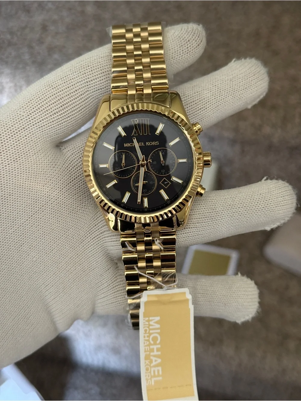Michael Kors Men's Gold Tone Black Dial Chronograph Watch